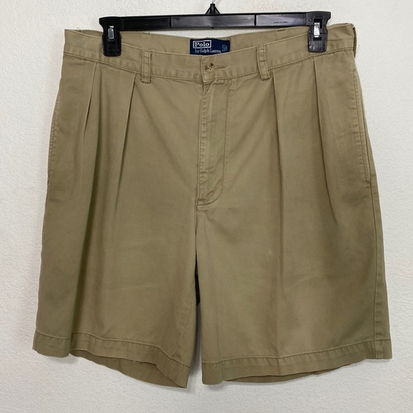 Polo by Ralph Lauren Men's 100% Cotton Pleated Khaki Shorts Size 35 - Picture 1 of 6
